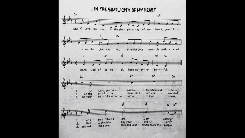 'Video thumbnail for In The Simplicity Of My Heart - Catholic Mass Song Sheet Music'